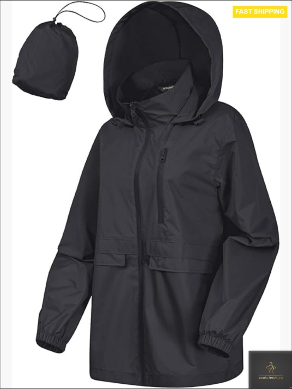 Women's Waterproof Lightweight Packable Rain Jacket with Hood Windbreaker